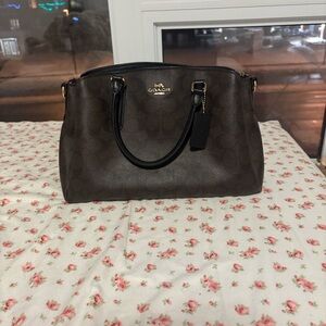 Coach Dark Brown Satchel with Black Accents